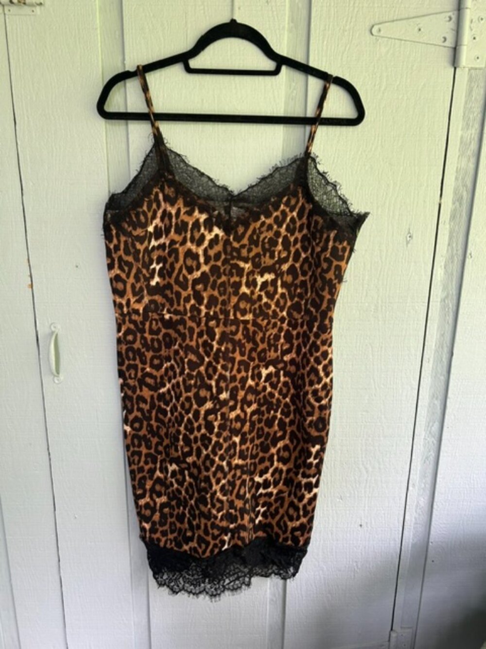 Venus Leopard Dress Black Lace Trim Mini Party Dress Size 14
